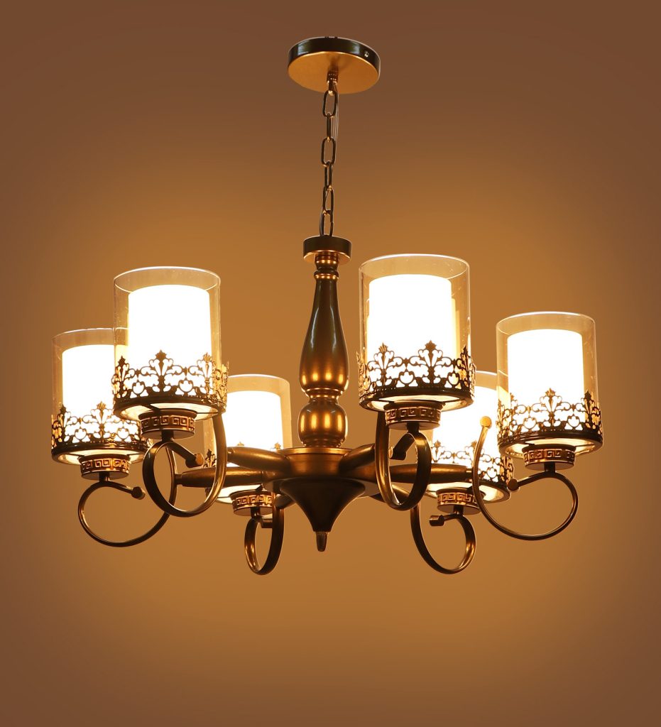 LEARC Designer Lighting ANTIQUE BRASS FINISH CHANDELIER CH500-6