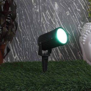 SUPERSCAPE aluminium die cast IP66 10 watt grey LED spike light with green light K1172