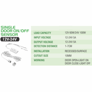 LEARC 12 - 24 volt single door on off sensor for cabinet and wardrobe lighting GS1511